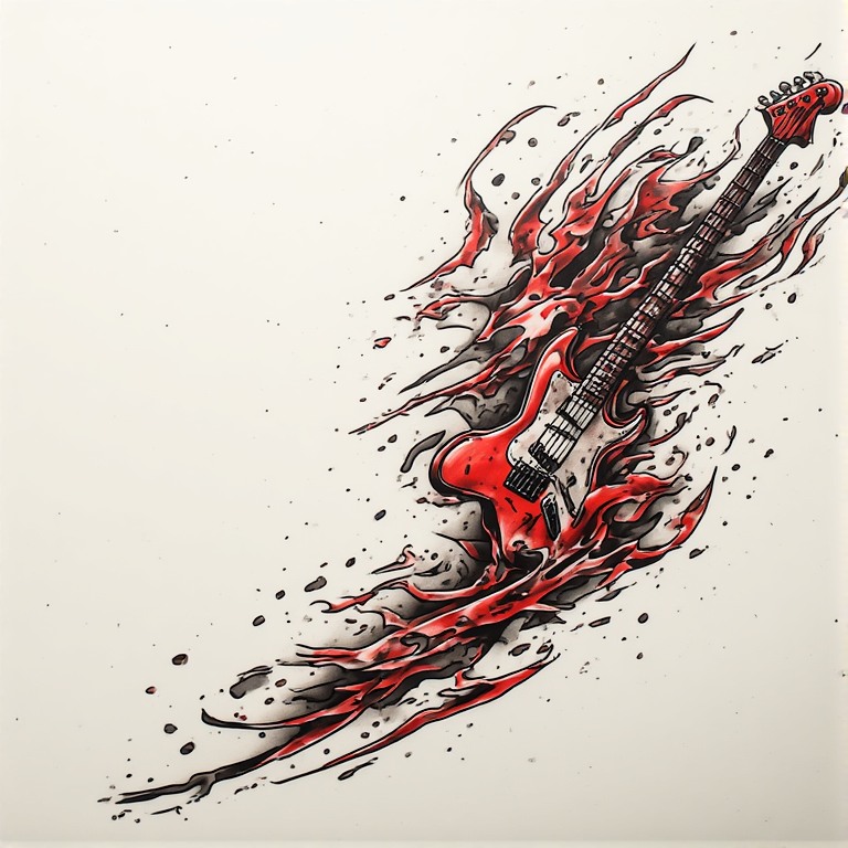 Tattoo flash: Guitar on fire
