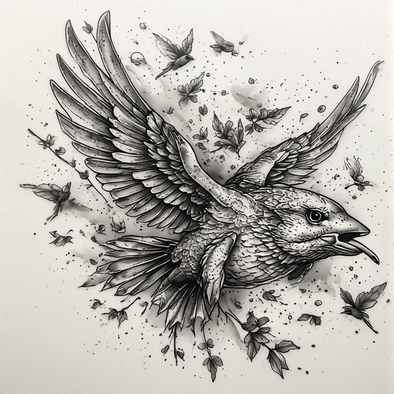 Tattoo flash: Fish bird